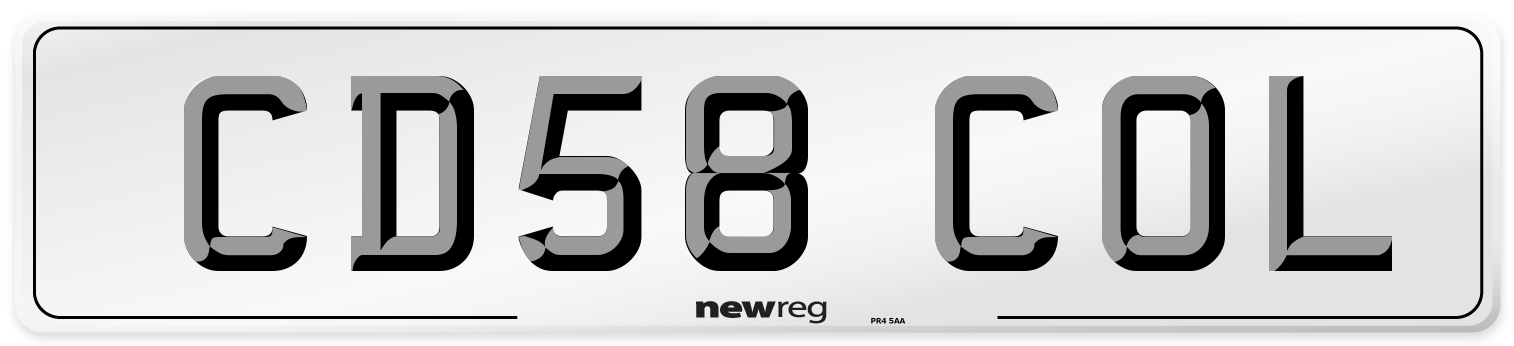 CD58 COL Number Plate from New Reg